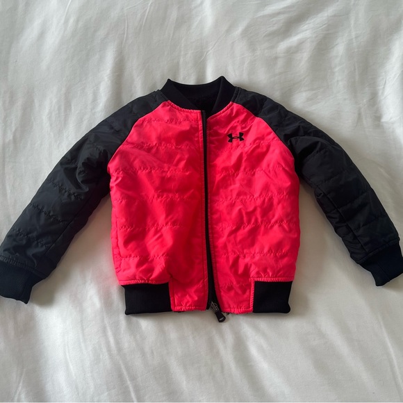 Fleece Lined Reversible Bomber Jacket Under Armour Girls 4T - Picture 1 of 4